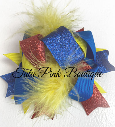 Hair Bow Boutique Layered Feather Bow Princess Snow