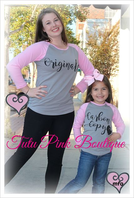 Top Mommy & Me Original Carbon Copy Grey Pink