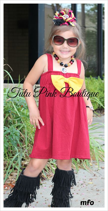 Boutique Tunic Dress Bow Top Game Day Dress Garnet Gold