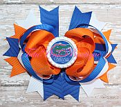 Hair Bow Boutique Stacked Blue & Orange Gators Football Style 1