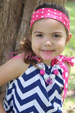 Headband Knotted Tie Hot Pink White Dots