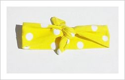 Headband Knotted Yellow White Polka Dot