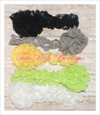 Headband Lace Black, Gray, Yellow, Lime Green, White