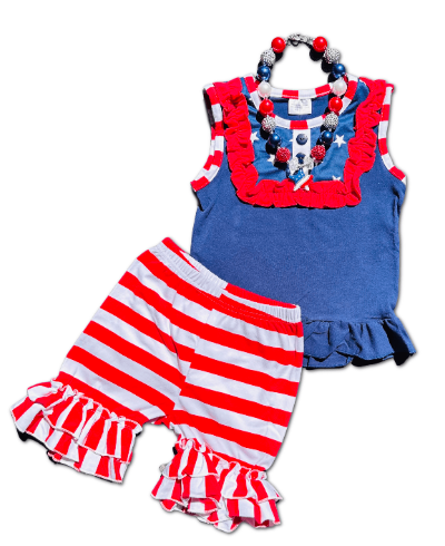 Shorts Stripes & Navy Top Red White Blue